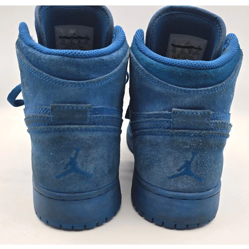 Air Jordan 1 Retro High BG Blue Suede Sneakers 705300-404 Youth 7Y Womens 8.5